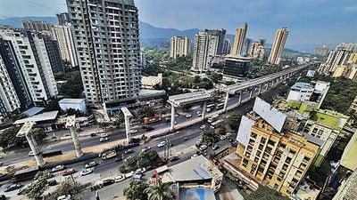 Thane, India - December 24, 2022: The ongoing work for phase one of Metro-5 line at Kasarvadawali, Ghodbunder Road, in Thane , India, on Saturday, December 24, 2022. (Praful Gangurde/HT Photo) (HT PHOTO)