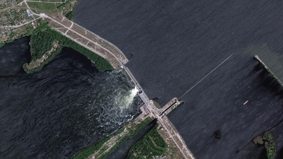 Overview of Nova Khakovka dam in south Ukraine. (AFP) Overview of Nova Khakovka dam in south Ukraine. (AFP)