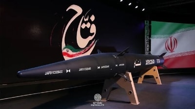 The missile - “Conqueror” in Farsi — have a range of up to 1,400 kilometers (870 miles). (Twitter/Islamic Republic News Agency) The missile - “Conqueror” in Farsi — have a range of up to 1,400 kilometers (870 miles). (Twitter/Islamic Republic News Agency)