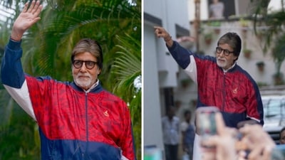 Amitabh Bachchan greeted fans outside Jalsa. Amitabh Bachchan greeted fans outside Jalsa.
