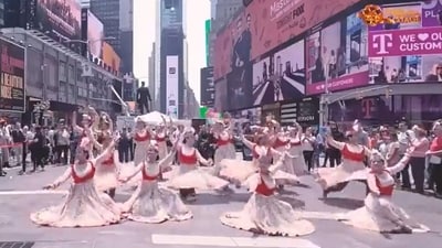 Screengrab from the video of the beautiful performance of Mughal-E-Azam, at Times Square, New York. (Twitter)