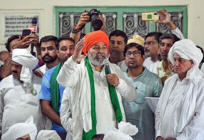 On June 2, at a khap maha panchayat in Haryana’s Kurukshetra, where the farmer leaders issued an ultimatum (ANI) On June 2, at a khap maha panchayat in Haryana’s Kurukshetra, where the farmer leaders issued an ultimatum (ANI)