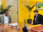 OpenAI chief Sam Altman with India's G20 Sherpa Amitabh Kant on Wednesday. OpenAI chief Sam Altman with India's G20 Sherpa Amitabh Kant on Wednesday.