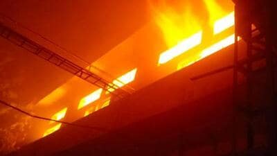 A massive fire broke out at a tool manufacturing unit in Focal Point. (HT Photo)