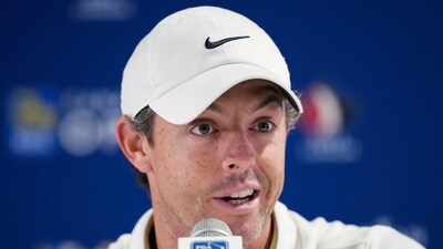 Rory McIlroy speaks to the media about the deal merging the PGA Tour and European tour with Saudi Arabia's golf interests at the Canadian Open golf tournament (AP) Rory McIlroy speaks to the media about the deal merging the PGA Tour and European tour with Saudi Arabia's golf interests at the Canadian Open golf tournament (AP)