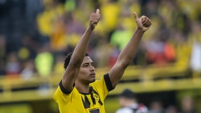 Dortmund's Jude Bellingham waves to supporters (AP) Dortmund's Jude Bellingham waves to supporters (AP)