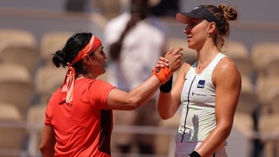 Brazil's Beatriz Haddad Maia (R) shakes hands with Tunisia's Ons Jabeur after her victory during their women's singles quarter final match on day eleven of the Roland-Garros Open (AFP) Brazil's Beatriz Haddad Maia (R) shakes hands with Tunisia's Ons Jabeur after her victory during their women's singles quarter final match on day eleven of the Roland-Garros Open (AFP)