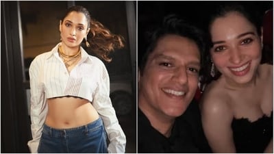 Actor Tamannaah Bhatia delighted her fans on social media by dropping new pictures of herself dressed in a stylish ensemble. The photoshoot shows Tamannaah dressed in a super-cropped shirt and denim cargo pants. Scroll ahead to check out her sizzling look. (Instagram) Actor Tamannaah Bhatia delighted her fans on social media by dropping new pictures of herself dressed in a stylish ensemble. The photoshoot shows Tamannaah dressed in a super-cropped shirt and denim cargo pants. Scroll ahead to check out her sizzling look. (Instagram)