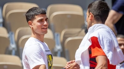 File photo of Carlos Alcaraz and Novak Djokovic File photo of Carlos Alcaraz and Novak Djokovic