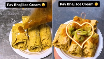 Food vendor makes pav bhaji ice cream. (Instagram/@cravingseverytime) Food vendor makes pav bhaji ice cream. (Instagram/@cravingseverytime)