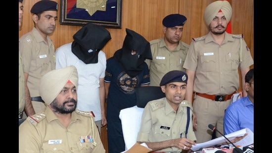 The accused in the custody of Chandigarh Police. (Keshav Singh/HT)