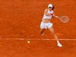 French: Poland's Iga Swiatek in action during her semi final match against Brazil's Beatriz Haddad Maia.