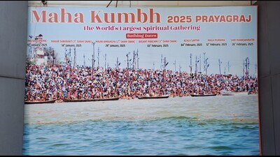 A Mahakumbh-2025 hoarding in Prayagraj. (HT photo) A Mahakumbh-2025 hoarding in Prayagraj. (HT photo)