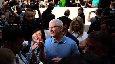 Apple CEO Tim Cook takes a photo in a viewing area for new products during Apple’s Worldwide Developers Conference (WWDC) at the Apple Park campus in Cupertino, California, on June 5. (AFP) Apple CEO Tim Cook takes a photo in a viewing area for new products during Apple’s Worldwide Developers Conference (WWDC) at the Apple Park campus in Cupertino, California, on June 5. (AFP)