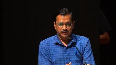 Chief minister Arvind Kejriwal’s speech during an event to inaugurate GGSIPU’s East Delhi campus was disrupted by some people (Twitter/ArvindKejriwal)