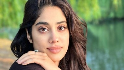 Janhvi Kapoor wore a short black ribbed dress featuring a plunging neckline with a collar. (Instagram/janhvikapoor) Janhvi Kapoor wore a short black ribbed dress featuring a plunging neckline with a collar. (Instagram/janhvikapoor)