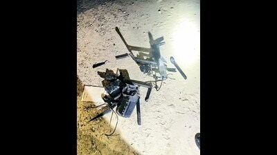 On Wednesday night, troops of BSF heard a buzzing sound of a suspected drone near Bhaini Rajputana village of Amritsar district. (HT Photo)