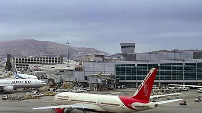 The Air India flight at San Francisco. (PTI) The Air India flight at San Francisco. (PTI)