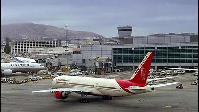 The Air India flight at the San Francisco International Airport. (PTI) The Air India flight at the San Francisco International Airport. (PTI)