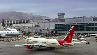 The Air India flight at the San Francisco International Airport. (PTI)