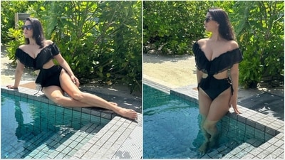 Sunny Leone looks stunning in a black swimwear in the Maldives. (Instagram/@sunnyleone) Sunny Leone looks stunning in a black swimwear in the Maldives. (Instagram/@sunnyleone)