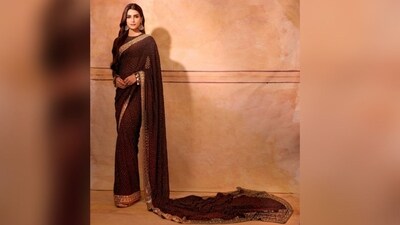 Kriti played muse for renowned fashion designer Arpita Mehta, showcasing a captivating look in a custom-made chocolate brown saree. (Instagram/@sukritigrover) Kriti played muse for renowned fashion designer Arpita Mehta, showcasing a captivating look in a custom-made chocolate brown saree. (Instagram/@sukritigrover)