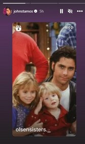 The image is taken from a fan-made video of ohn Stamos and Olsen twins. (Instagram/@olsensisters._)