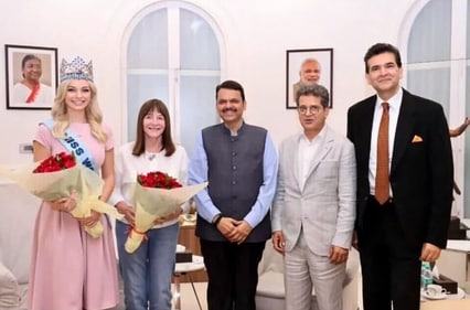 Reigning Miss World Karolina Bielawska with Deputy Chief Minister of Maharashtra. (Miss World) Reigning Miss World Karolina Bielawska with Deputy Chief Minister of Maharashtra. (Miss World)