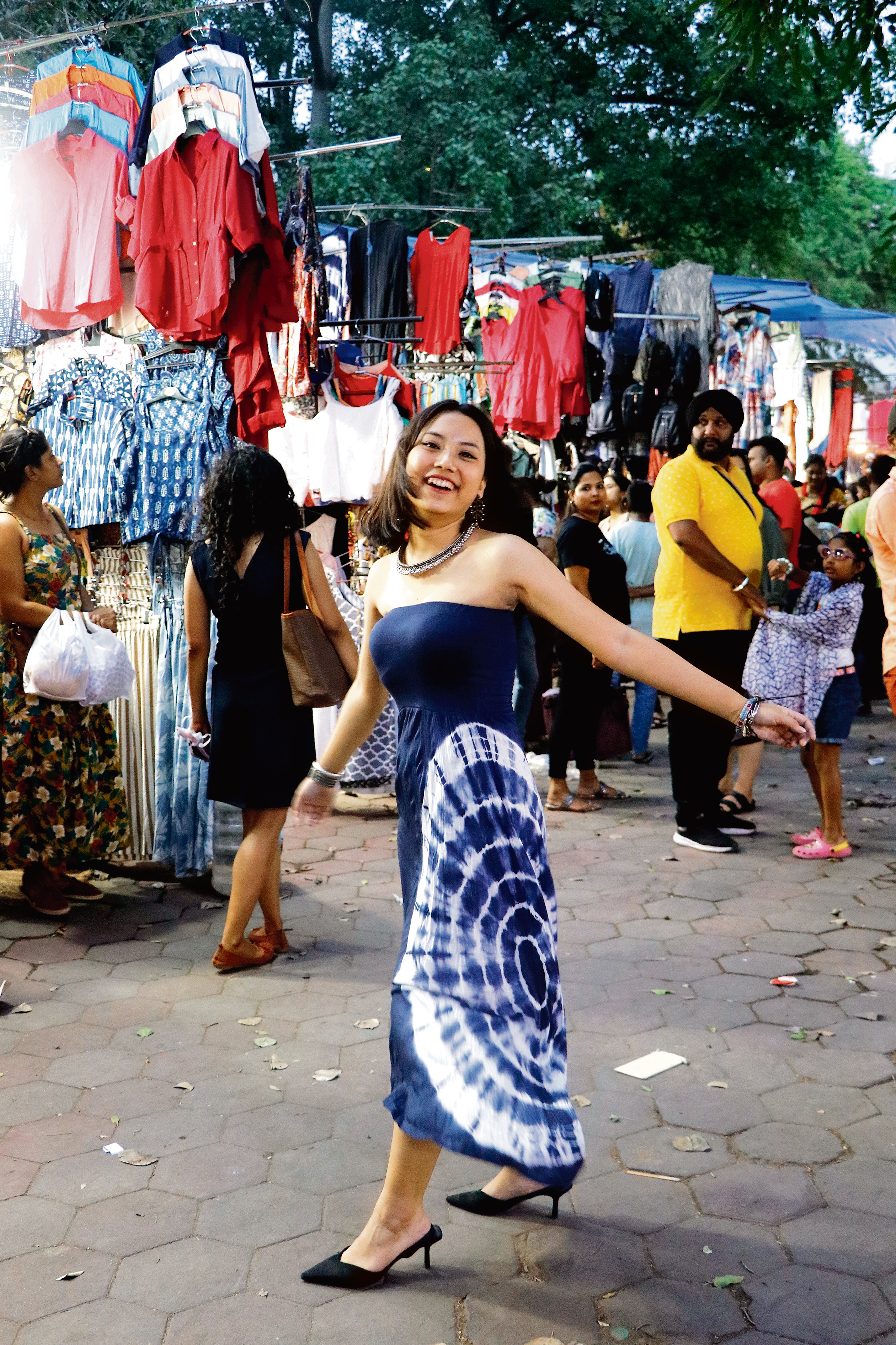 Deviyana Salam, a first-year student of Kamala Nehru College, at Janpath market. Deviyana Salam, a first-year student of Kamala Nehru College, at Janpath market.