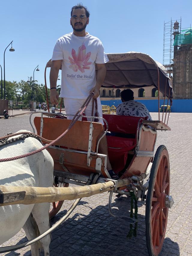 Paritosh Tripathi in front of Rumi Darwaza in Lucknow