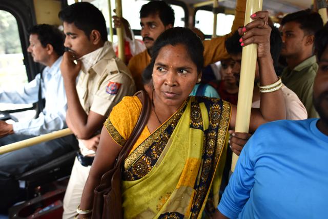 A woman on a bus in New Delhi. (Sanchit Khanna/HT PHOTO) A woman on a bus in New Delhi. (Sanchit Khanna/HT PHOTO)
