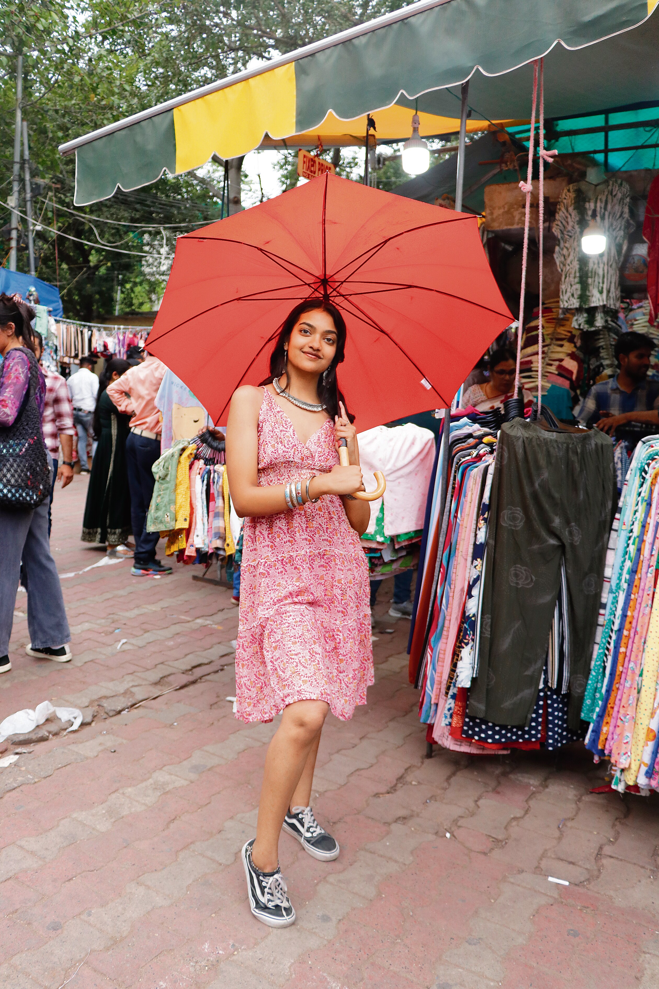 Tanirika Ghosh, a first-year student of Miranda House, at Sarojini Nagar market. Tanirika Ghosh, a first-year student of Miranda House, at Sarojini Nagar market.