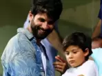 Shahid Kapoor and his son Zain Kapoor at Wankhede stadium in Mumbai. Shahid Kapoor and his son Zain Kapoor at Wankhede stadium in Mumbai.
