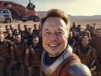 An AI-generated image showing Elon Musk on Mars