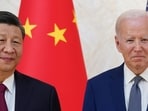US President Joe Biden with Chinese President Xi Jinping.