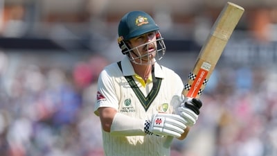 Travis Head was gifted a GRAY-NICOLLS bat by Babar Azam earlier (AP) Travis Head was gifted a GRAY-NICOLLS bat by Babar Azam earlier (AP)