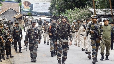 Security personnel in Manipur on Friday. (ANI) Security personnel in Manipur on Friday. (ANI)
