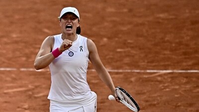 Poland's Iga Swiatek celebrates after winning against Brazil's Beatriz Haddad Maia at the end of their women's singles semi-final match (AFP) Poland's Iga Swiatek celebrates after winning against Brazil's Beatriz Haddad Maia at the end of their women's singles semi-final match (AFP)