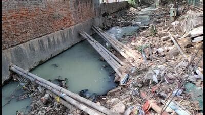 The NGT was hearing a plea filed by social activist Sunil Kumar Aledia, who had alleged that not only sewage was flowing through the drain, but debris was also found dumped in it. (HT Photo) The NGT was hearing a plea filed by social activist Sunil Kumar Aledia, who had alleged that not only sewage was flowing through the drain, but debris was also found dumped in it. (HT Photo)