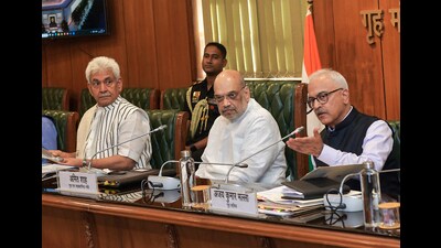 The home minister reviewed the preparations with top officials of the central government, army and the Jammu and Kashmir administration. (ANI Photo)
