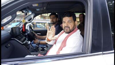 WFI president Brij Bhushan Sharan Singh on Friday. (AP) WFI president Brij Bhushan Sharan Singh on Friday. (AP)