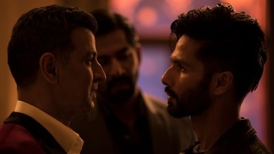Ronit Roy and Shahid Kapoor in a still from Bloody Daddy. Ronit Roy and Shahid Kapoor in a still from Bloody Daddy.
