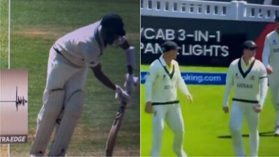 Siraj's DRS call forces Australia players to return to field (Hotstar) Siraj's DRS call forces Australia players to return to field (Hotstar)