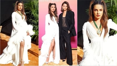Priyanka Chopra and Zendaya at in Rome, attending the opening of the Bulgari Hotel. (Instagram ) Priyanka Chopra and Zendaya at in Rome, attending the opening of the Bulgari Hotel. (Instagram )