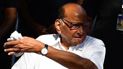 NCP chief president Sharad Pawar addresses the media, at Silver Oak, in Mumbai, India, on Thursday. (HT PHOTO)
