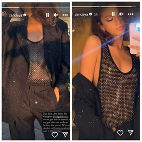 Zendaya shared close up pics of her outfit on Instagram Stories. Zendaya shared close up pics of her outfit on Instagram Stories.