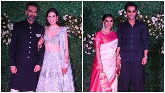 Sonnalli Seygall and Ashesh Sajnani at their wedding reception; Rajkummar Rao and Patralekhaa were in attendance.