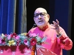 Union Minister Giriraj Singh delivering his lecture during Rozgar Mela at Urja auditorium in Patna, Bihar.