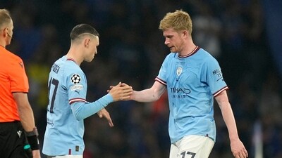 But an injury to Kevin De Bruyne saw the talismanic midfielder come off for Phil Foden in the 36th-minute. (AP) But an injury to Kevin De Bruyne saw the talismanic midfielder come off for Phil Foden in the 36th-minute. (AP)