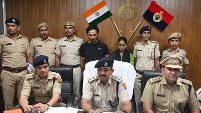 Gurugram, India-June 08, 2023: Vikas Kaushik, ACP DLF, Harinder, ACP Pataudi and Dr. Kavita, ACP address a press conference after arrested two accused allegedly involve in honey trap case in Commissionerate building, in Gurugram, India, on Thursday, 08 June 2023. (Photo by Parveen Kumar/Hindustan Times)(Pic to go wiith Debashish Karmakar's story)